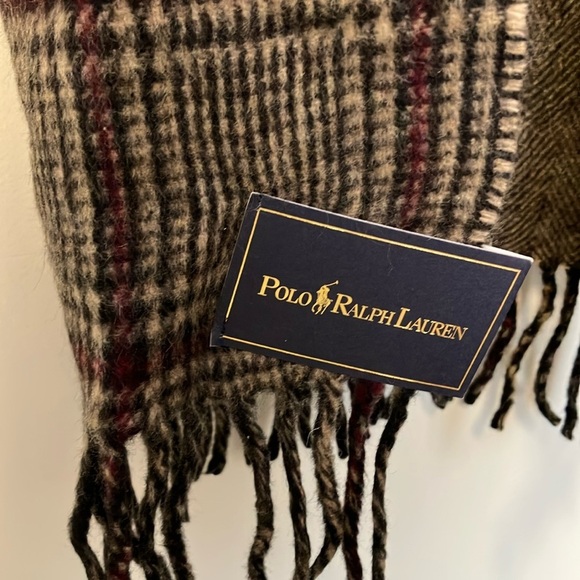 NWT Polo by Ralph Lauren Plaid Wool Scarf with Fringe - Picture 2 of 5